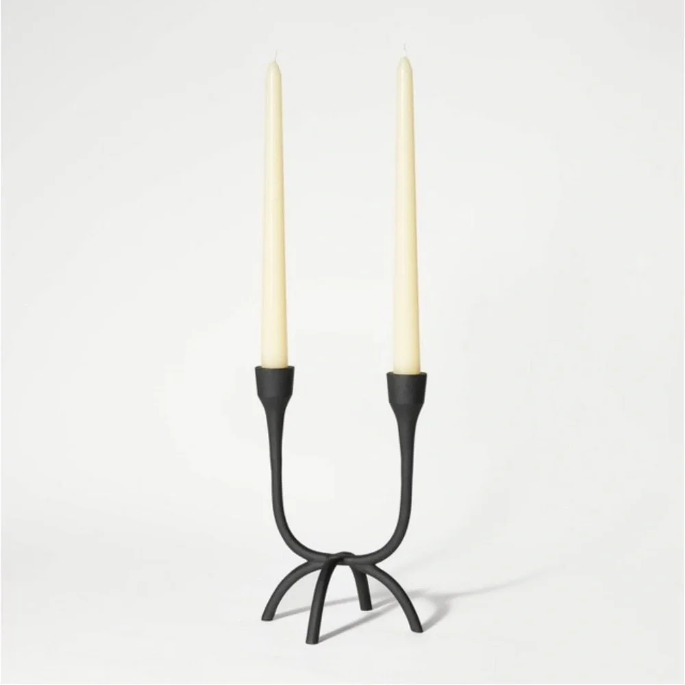 Studio McGee Aluminum Dual Candle Holder Black-Threshold